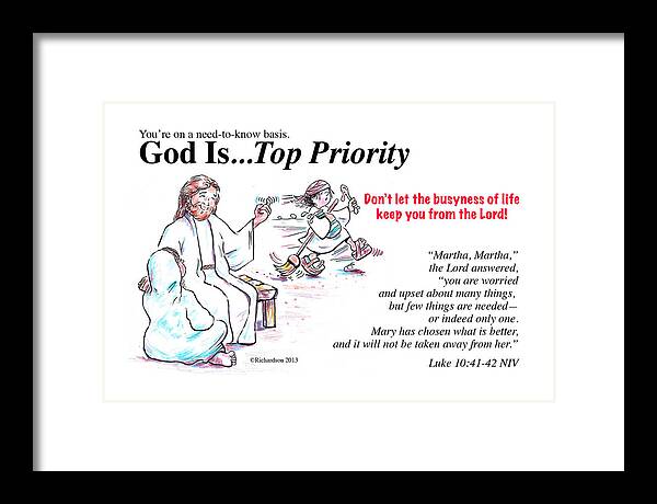 God Framed Print featuring the painting God Is Top Priority by George Richardson