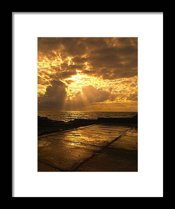 Sunset Framed Print featuring the photograph God Rays by Meir Ezrachi