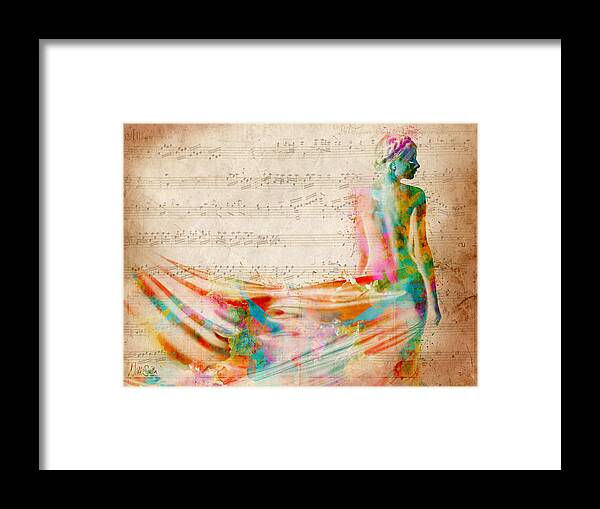 Mozart Framed Print featuring the digital art Goddess of Music by Nikki Smith