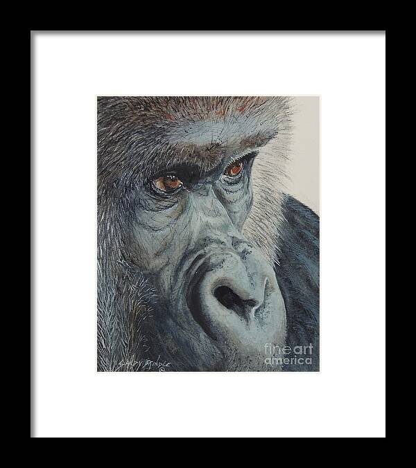 Watercolor Framed Print featuring the painting Going Ape...SOLD by Sandy Brindle