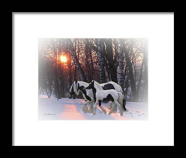 Equine Framed Print featuring the digital art Going Home For the Holidays by Terry Kirkland Cook
