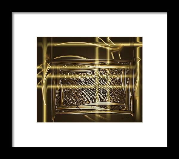 Brown And Gold Framed Print featuring the digital art Gold Chrome Abstract by Kae Cheatham