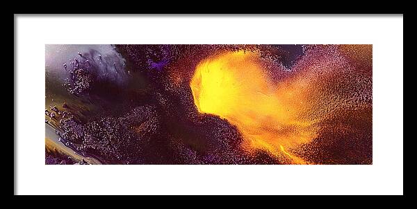 Gold Framed Print featuring the painting Gold Echo Horizontal Abstract Art by Kredart by Serg Wiaderny