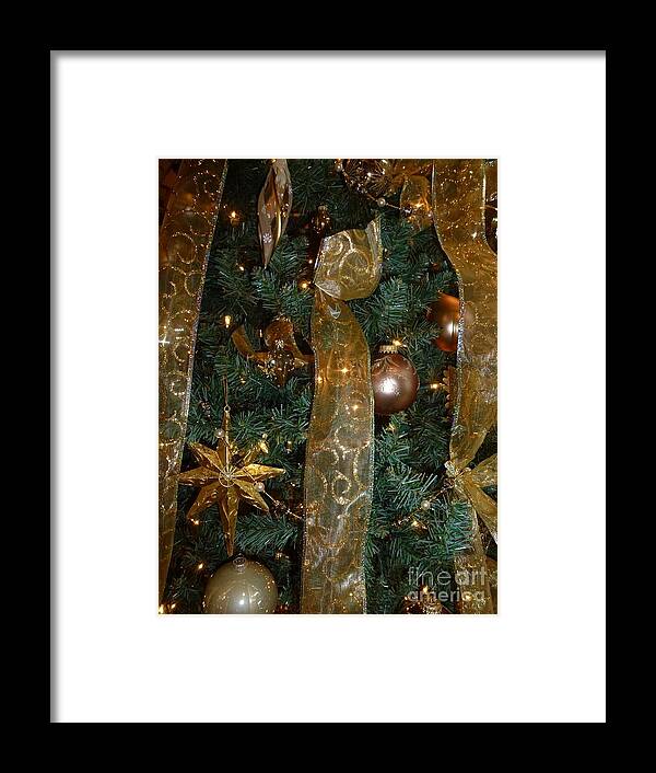 Christmas Tree Framed Print featuring the photograph Gold Tones Tree by Barbie Corbett-Newmin