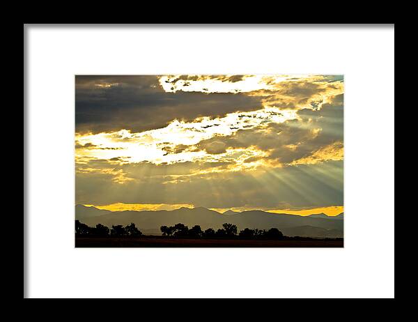 Gold Framed Print featuring the photograph Golden Beams Of Sunlight Shining Down by James BO Insogna