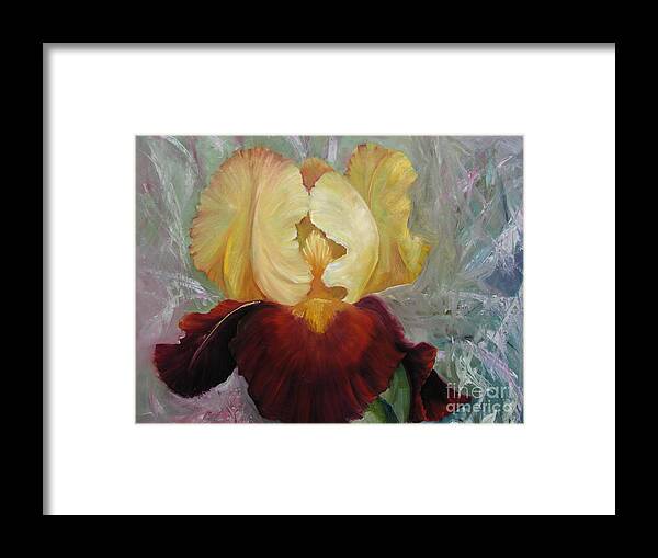 Iris Framed Print featuring the painting Golden Bearded Iris by Barbara Haviland