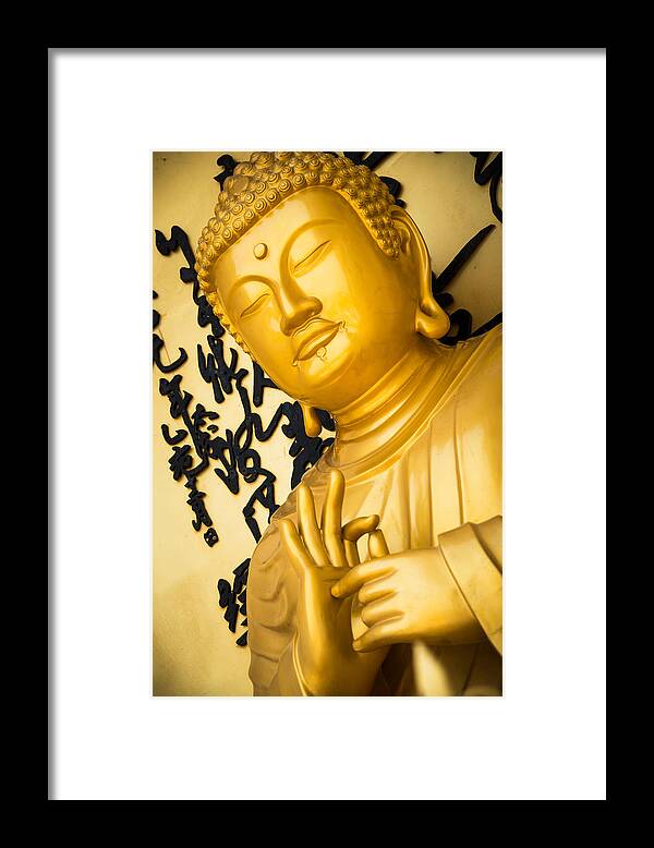 Buddha Framed Print featuring the photograph Golden Buddha statue by Dutourdumonde Photography