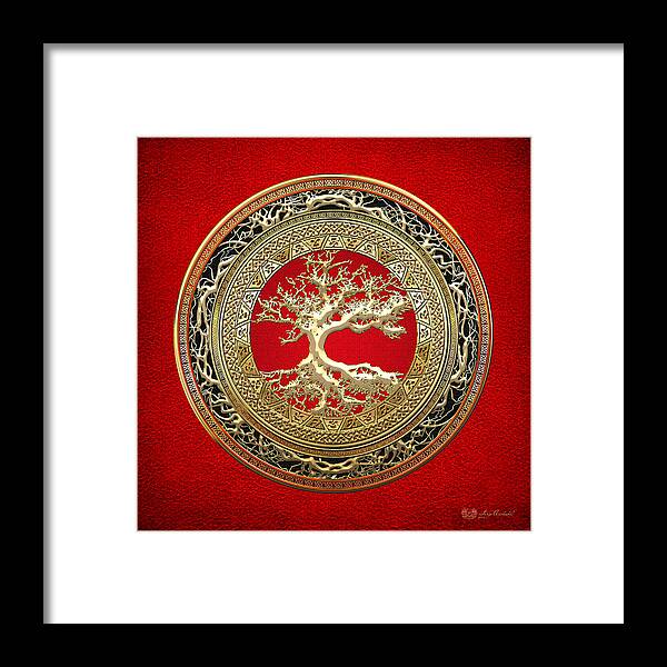 ‘celtic Treasures’ Collection By Serge Averbukh Framed Print featuring the digital art Golden Celtic Tree of Life by Serge Averbukh