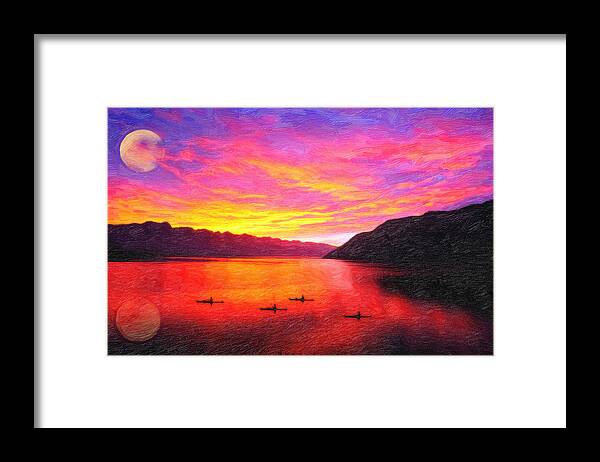 Golden Cove River Framed Print featuring the painting Golden Cove by MotionAge Designs
