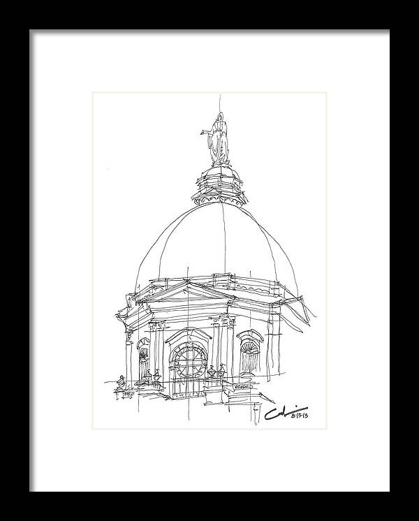 Sketch Framed Print featuring the drawing Golden Dome Sketch by Calvin Durham