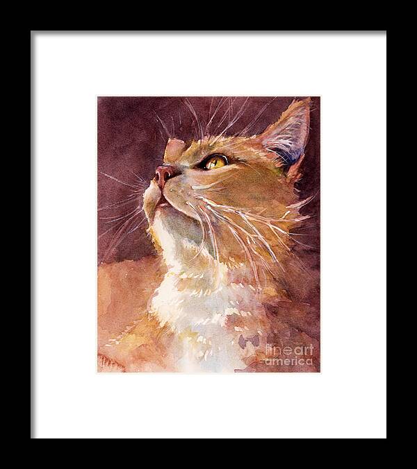 Cat Framed Print featuring the painting Golden Eyes by Judith Levins