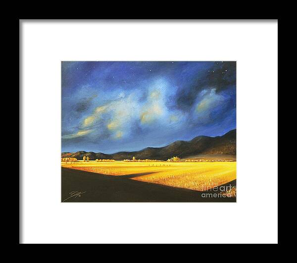 American Framed Print featuring the painting Golden Fields by Artificium -