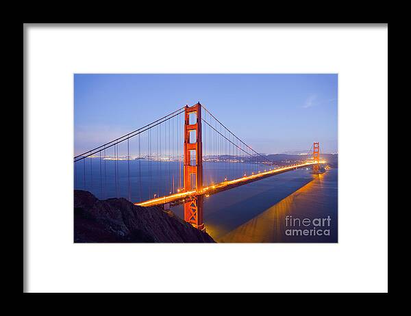Golden Gate Bridge Framed Print featuring the photograph Golden Gate Bridge at Dusk by Bryan Mullennix
