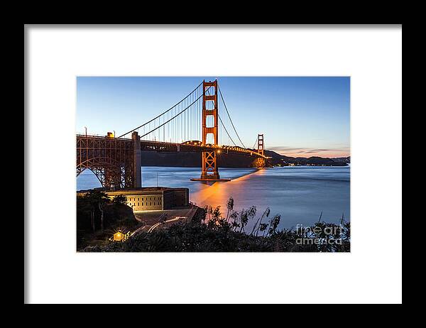 Golden Gate Bridge Framed Print featuring the photograph Golden Gate Night by Kate Brown