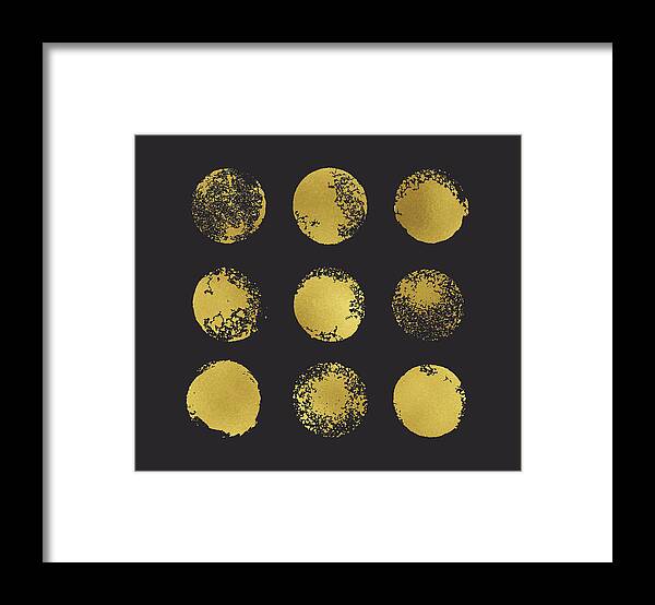 Hipster Framed Print featuring the digital art Golden Glitter Circles Boho Chic Style by Mariaarefyeva
