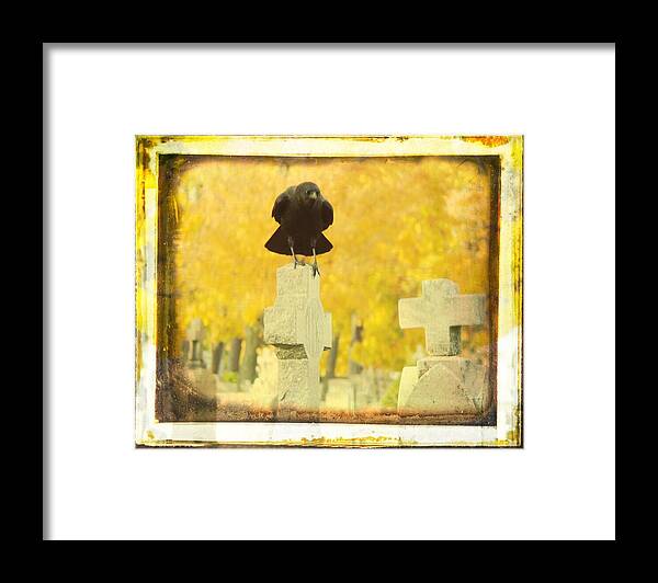 Golden Fall Graveyard Trees Framed Print featuring the photograph Golden Gothic by Gothicrow Images