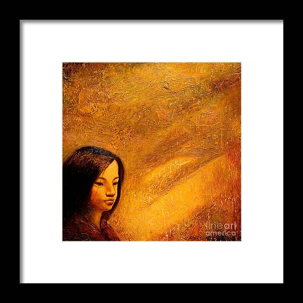 Portrait Framed Print featuring the painting Golden Light by Shijun Munns
