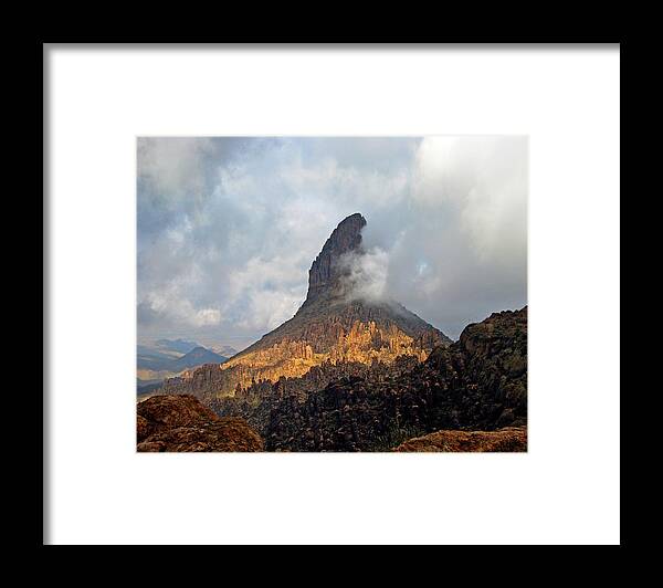 Landscape Framed Print featuring the photograph Golden Needle by Hans Brakob