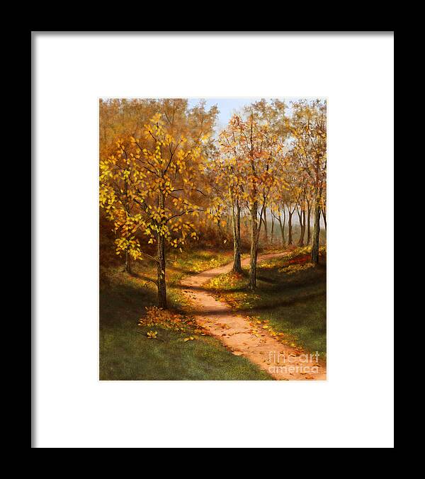 Landscapes Framed Print featuring the painting Golden Path by Sena Wilson