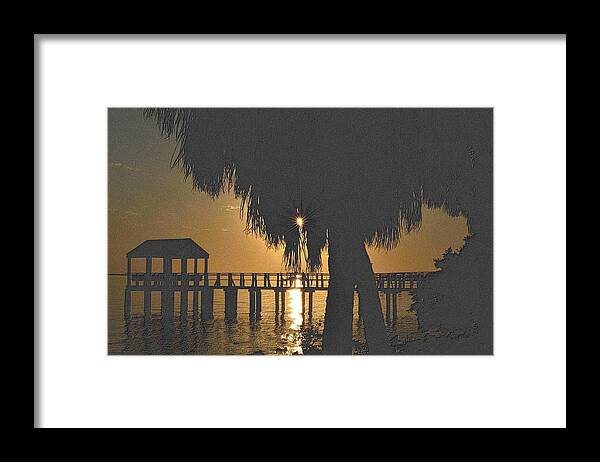 Florida Framed Print featuring the drawing Golden Pier by Richard Zentner