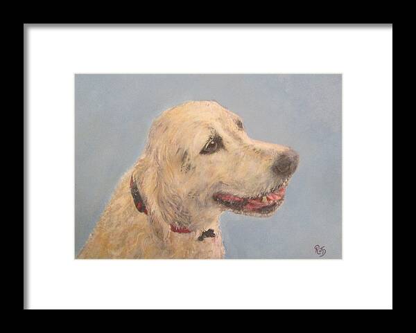 Dog Framed Print featuring the painting Pet Portrait of Golden Retriever MAISIE by Richard James Digance