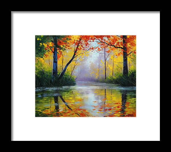  Framed Print featuring the painting Golden River by Graham Gercken