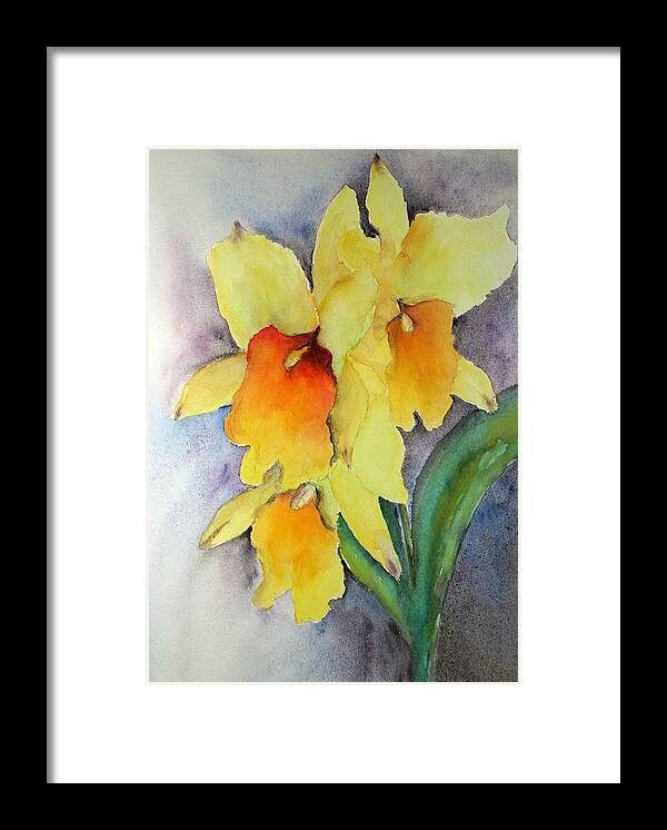 Orchids Framed Print featuring the painting Golden Spike by Patricia Beebe