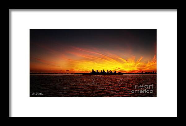 Water Framed Print featuring the photograph Golden sunrise over coastal lake by Geoff Childs