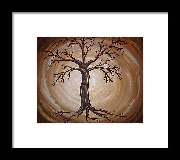 Tree Of Life Framed Print featuring the painting Golden Tree of LIfe by Angie Butler
