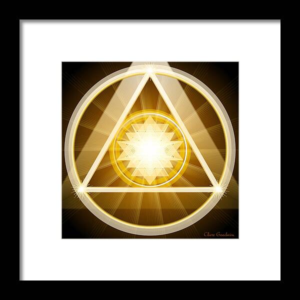 Yantra Framed Print featuring the digital art Golden Yantra by Clare Goodwin