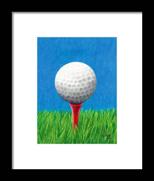 Golf Framed Print featuring the drawing Golf Ball and Tee by Janice Dunbar