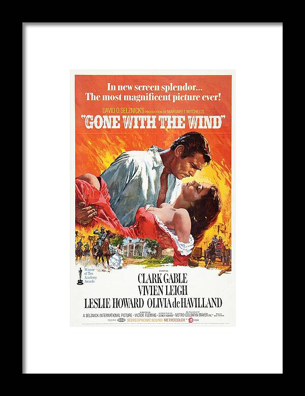 Movie Poster Framed Print featuring the photograph Gone With the Wind - 1939 by Georgia Fowler
