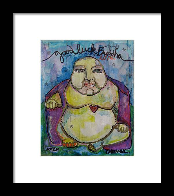 Buddha Framed Print featuring the painting Good Luck Buddha by Laurie Maves ART