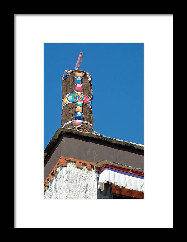 Good Luck Bundle On Roof Top In Tashi Lhunpo Monastery In Shigatse Framed Print featuring the photograph Good Luck Bundle on Roof Top at Tashi Lhunpo Monastery in Shigatse-Tibet by Ruth Hager