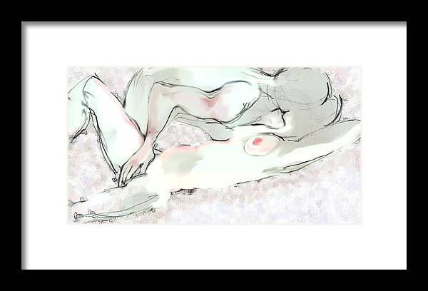 Nude Couple Framed Print featuring the painting Good Morning - Erotic Art by Carolyn Weltman