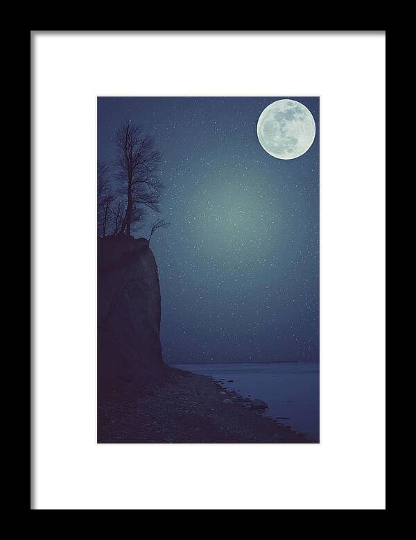 Blue Framed Print featuring the photograph Goodnight Moon by Carrie Ann Grippo-Pike