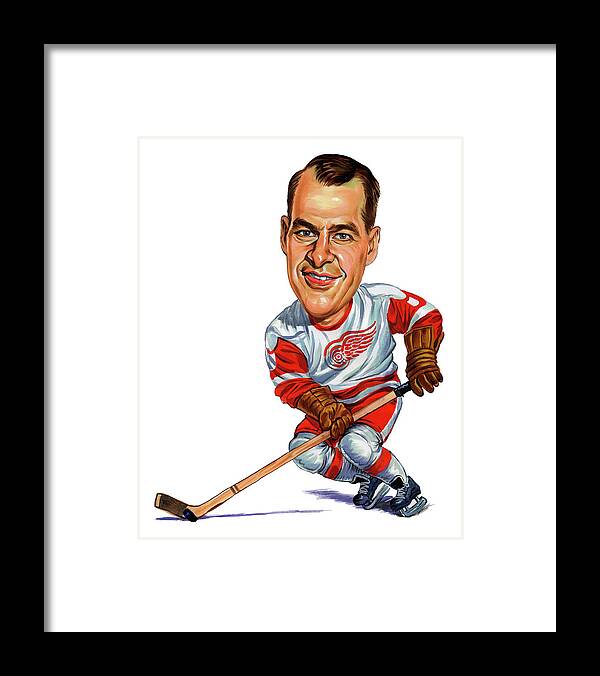 Hockey Framed Print featuring the painting Gordie Howe by Art 