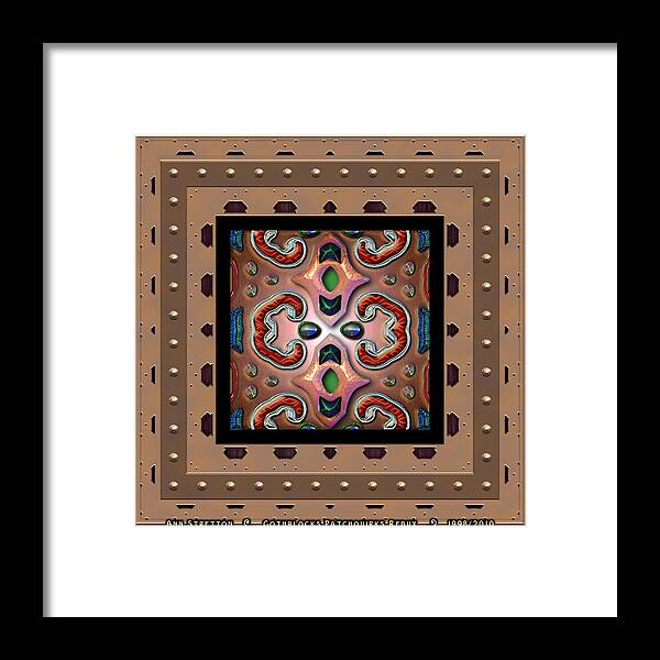 Abstract: Color; Abstract: Geometric Framed Print featuring the digital art GothBlocks Patchquirks by Ann Stretton