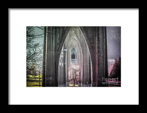 St.john's Bridge Framed Print featuring the photograph Gothic Arches Hands Folded in Prayer by Patricia Babbitt