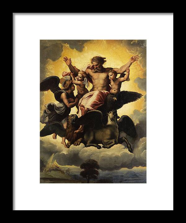Christ Framed Print featuring the painting Gottvater in Wolken by Schwebend-Jean-Auguste Ingres 