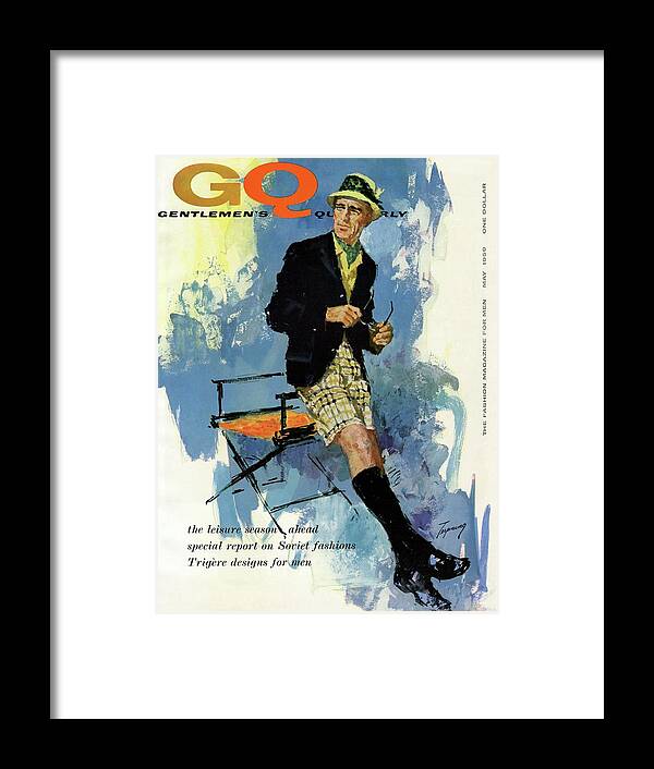 Fashion Framed Print featuring the photograph Gq Cover Featuring An Illustration Of A Man by Howard Terpning