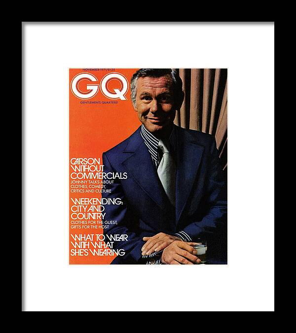 Gq Cover Of Johnny Carson Wearing Suit by Bruce Bacon