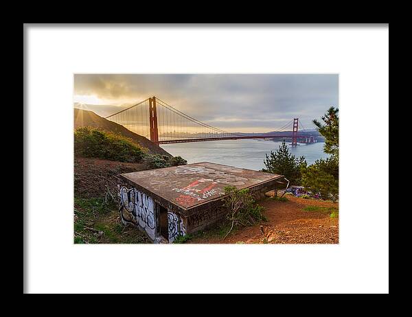 Golden Gate Bridge Framed Print featuring the photograph Graffiti by the Golden Gate Bridge by Sarit Sotangkur