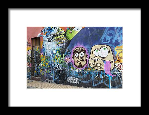 Chile Framed Print featuring the painting Graffiti Wall Art In Valparaiso, Chile by John Shaw