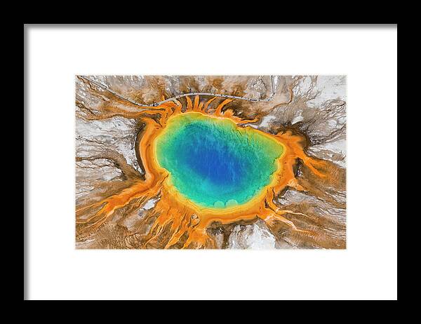 Natural Pattern Framed Print featuring the photograph Grand Prismatic Spring, Yellowstone by Peter Adams