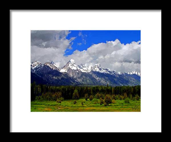 Mountains Framed Print featuring the painting Grand Teton Mountains by Bruce Nutting