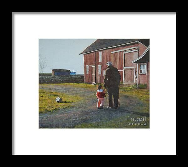 Painting Framed Print featuring the painting Grandpa and Me by Jeanette French