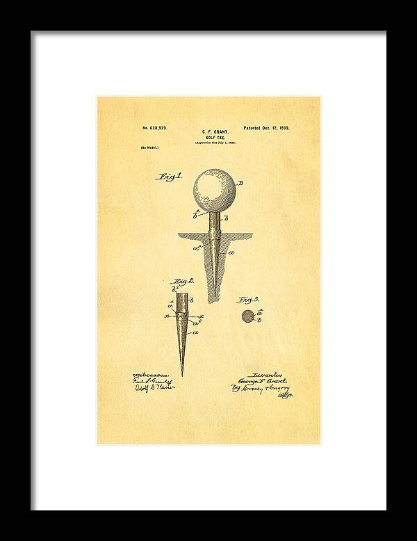 Famous Framed Print featuring the photograph Grant Golf Tee Patent Art 1899 by Ian Monk