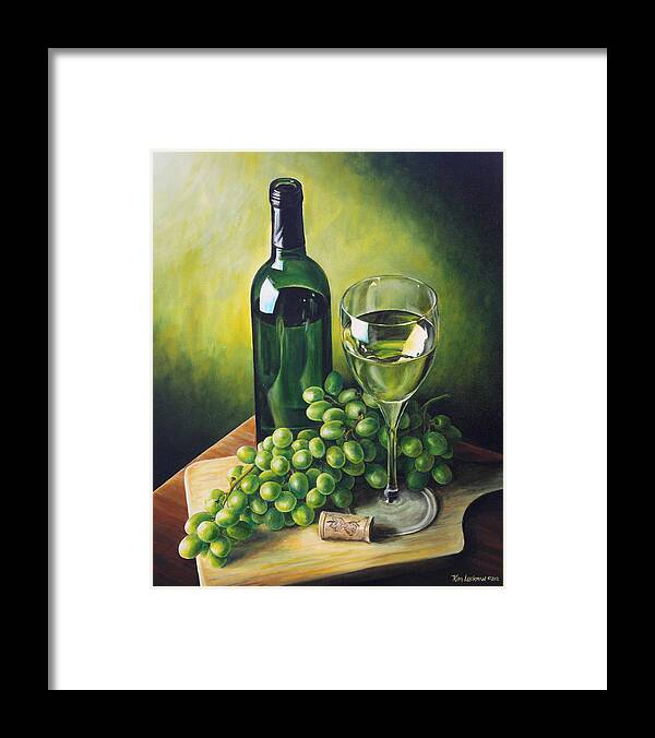 Still Life Framed Print featuring the painting Grapes and Wine by Kim Lockman