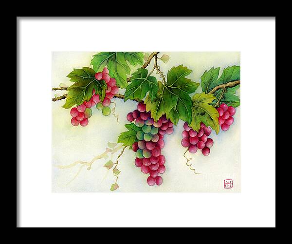 Grapes Framed Print featuring the painting Grapes by Hailey E Herrera